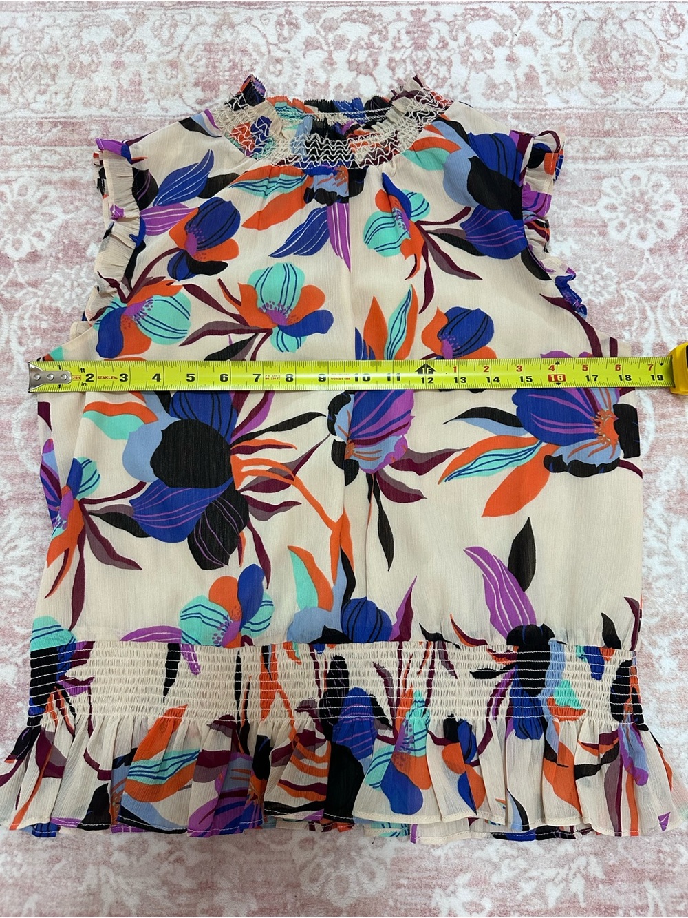 J CREW🪻Watercolor Chiffon Smocked Blouse - Picture 9 of 11